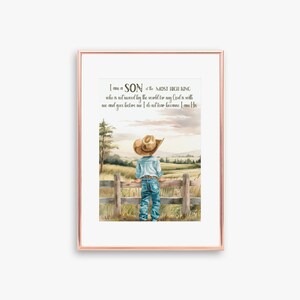 Little cowboy wall art, Christian western wall art, Bible verse wall art, Digital download, Country farmhouse nursery wall decor, Kids room image 2