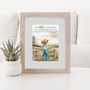 Little cowboy wall art, Christian western wall art, Bible verse wall art, Digital download, Country farmhouse nursery wall decor, Kids room image 5