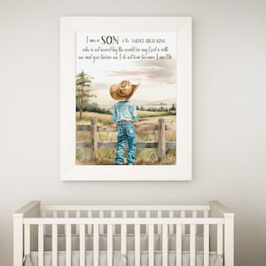 Little cowboy wall art, Christian western wall art, Bible verse wall art, Digital download, Country farmhouse nursery wall decor, Kids room image 7