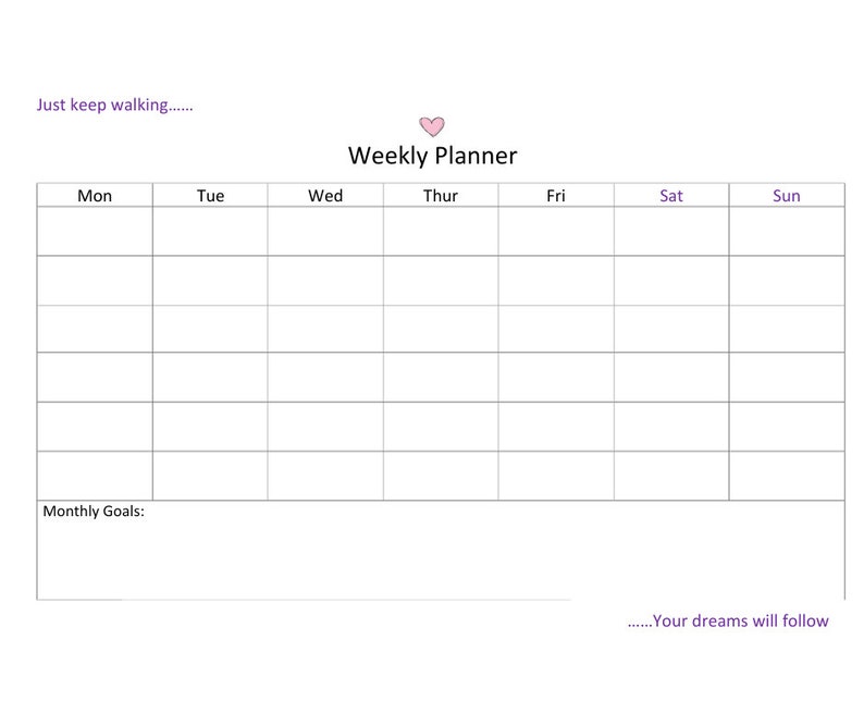 Printable Weekly Planner for Goal Setting - Etsy