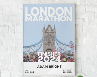 London Marathon 2024 personalised print, custom running gift, London, finisher, Poster, Art Print, Marathon, running gift (Unframed)