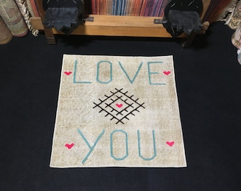 2x2 Custom Made Rug, Home Gift Rug, Vintage Small Rug, Desing Your Own Rug, Square Size Decor Rug, Meaningful Custom Gift, 2'2" x 2'2" ft