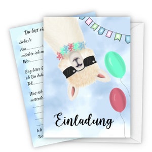 Einladungskarten, Kindergeburtstag, Alpaka, Lama, Mädchen, Jungen,