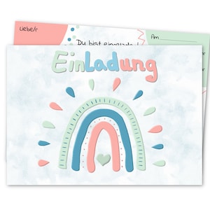 Einladungskarten, Kindergeburtstag, Regenbogen, Mädchen, Jungen,