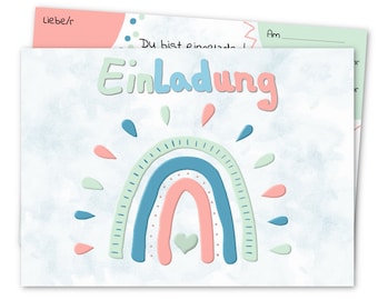 Einladungskarten, Kindergeburtstag, Regenbogen, Mädchen, Jungen,