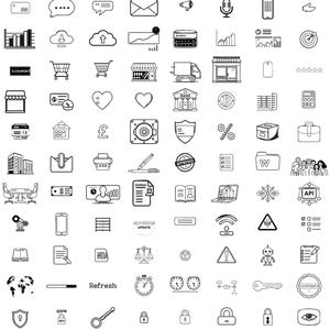 128 Base Icon Pack Set | SVG | Business Icons, Tech Icons, Finance Icons, Payment Icons, Communication Icons, HR Icons | Digital Download