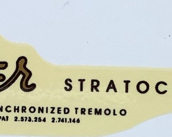 Aged 60s spaghetti gold decal for guitar headstock.