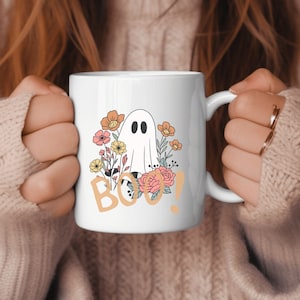 Cute Ghost Halloween mug- cute ghost mug- Boo! Mug- Cute Halloween Mug
