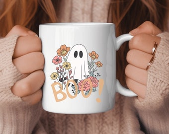 Cute Ghost Halloween mug- cute ghost mug- Boo! Mug- Cute Halloween Mug