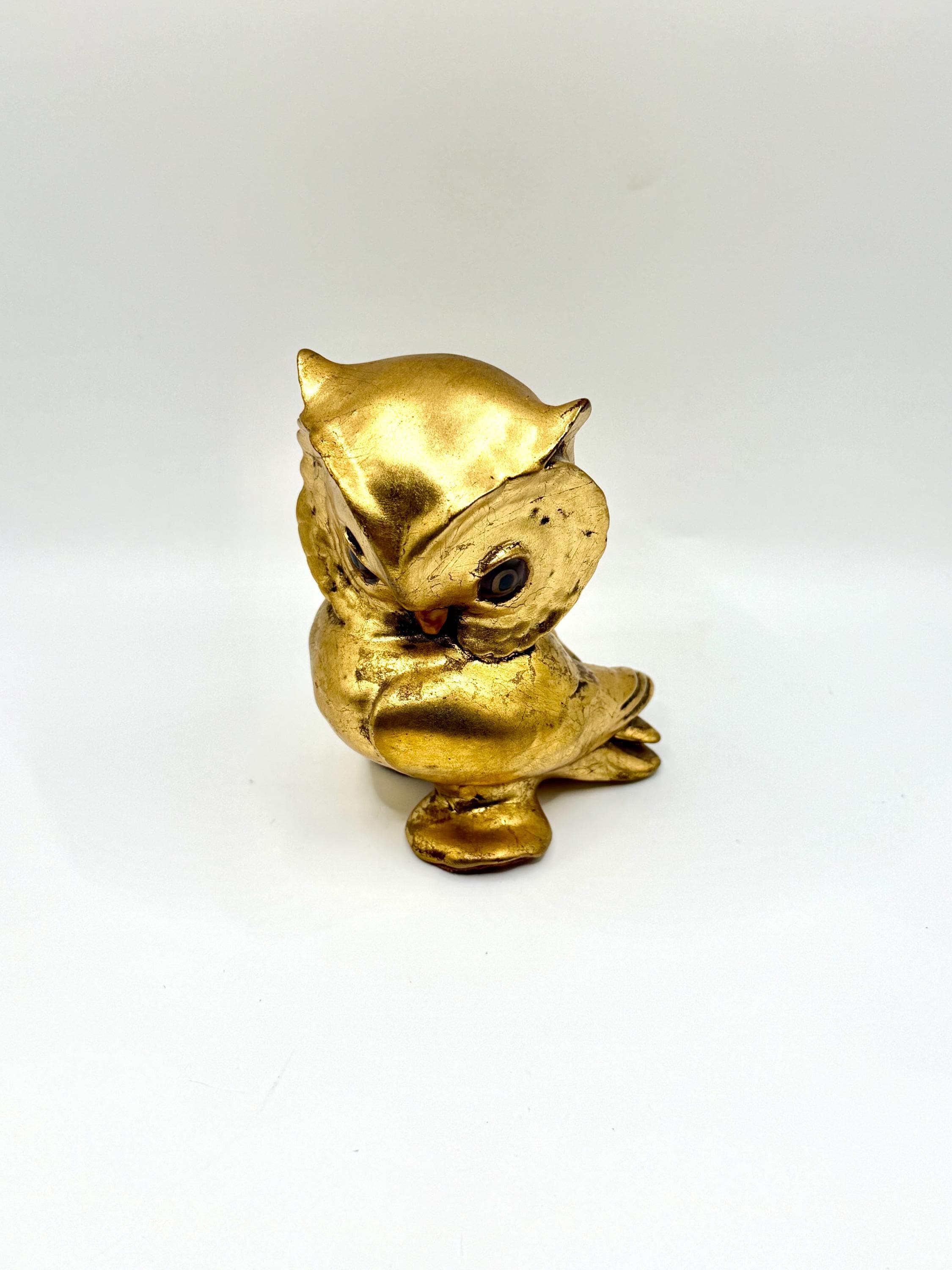 Witty Freeman McFarlin Mid-Century Gold Owl Figurine Rare