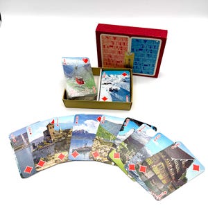 Baraja vintage de 2 cartas con la pintoresca Suiza.