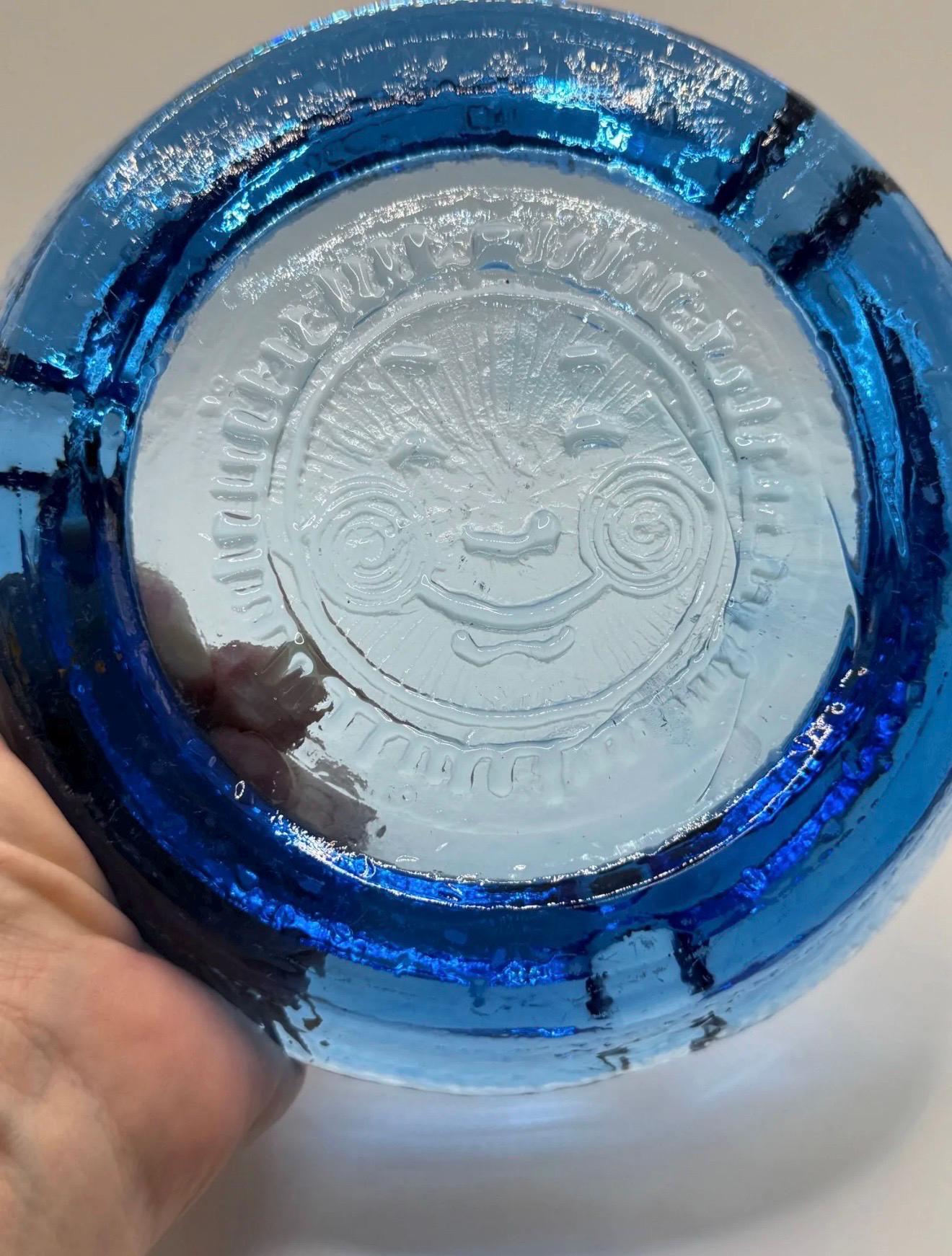 Blenko 1960's Azure Sun Face Ashtray - Etsy
