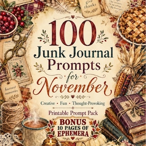November Journal Prompt Page Printable Junk Journaling Autumn Writing Idea Thanksgiving Reflection Guide Fall Diary Download Planner Insert