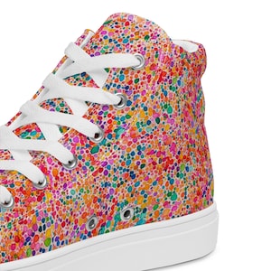 Polka Dot High Top Canvas Sneakers Womens Footwear Watercolor Art Print Sneakers Multicolor Hightops Colorful Birthday Shoes Gift for Her