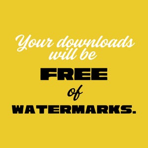 K&ouml;nnte beinhalten: Gelber Hintergrund mit wei&szlig;em und schwarzem Text. Der Text lautet: "Ihre Downloads sind KOSTENLOS ohne WASSERZEICHEN."