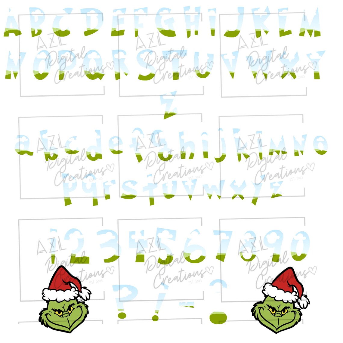 Grinch Font Frames for Canva. Digital Download. PDF File. Canva Letters ...