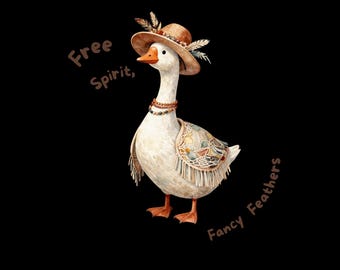 Fantazyjna gęś w stylu boho, cyfrowa grafika PNG.