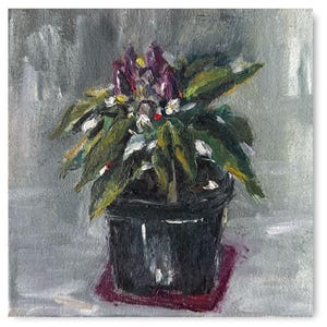 Pepper oil painting, flower painting, plant painting, flora painting, chili pepper painting, painting for the kitchen