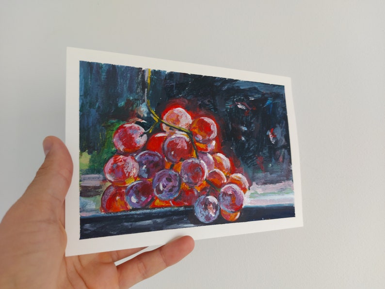 Painting Grapes. the Picture is Painted With Acrylic Paints on Paper