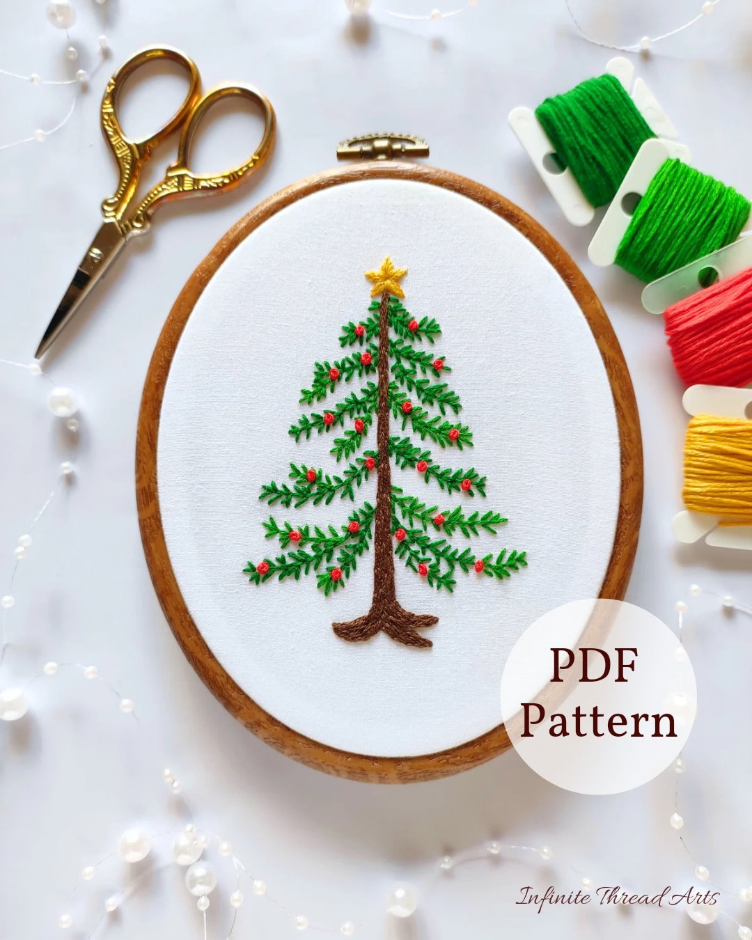 Christmas Tree Embroidery PDF Pattern | DIY Christmas Ornaments | DIY ...