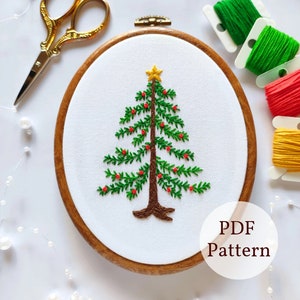 Christmas Tree Embroidery PDF Pattern | DIY Christmas Ornaments | DIY Christmas Crafts | Winter Hand Embroidery Pattern | Christmas Decor