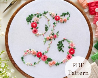 Ricamo con alfabeto floreale "Z", lettera Z (schema PDF)