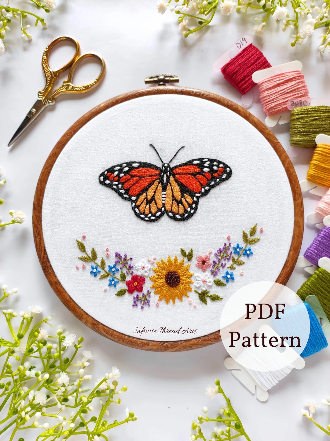 Monarch Butterfly Embroidery PDF Pattern, Butterfly Garden Hand Embroidery, Modern Hand Embroidery, DIY Embroidery, Digital Download - Etsy monarch-butterfly-embroidery-pdf-pattern-butterfly-garden-hand-embroidery-modern-hand-embroidery-diy-embroidery-digital-download-etsy