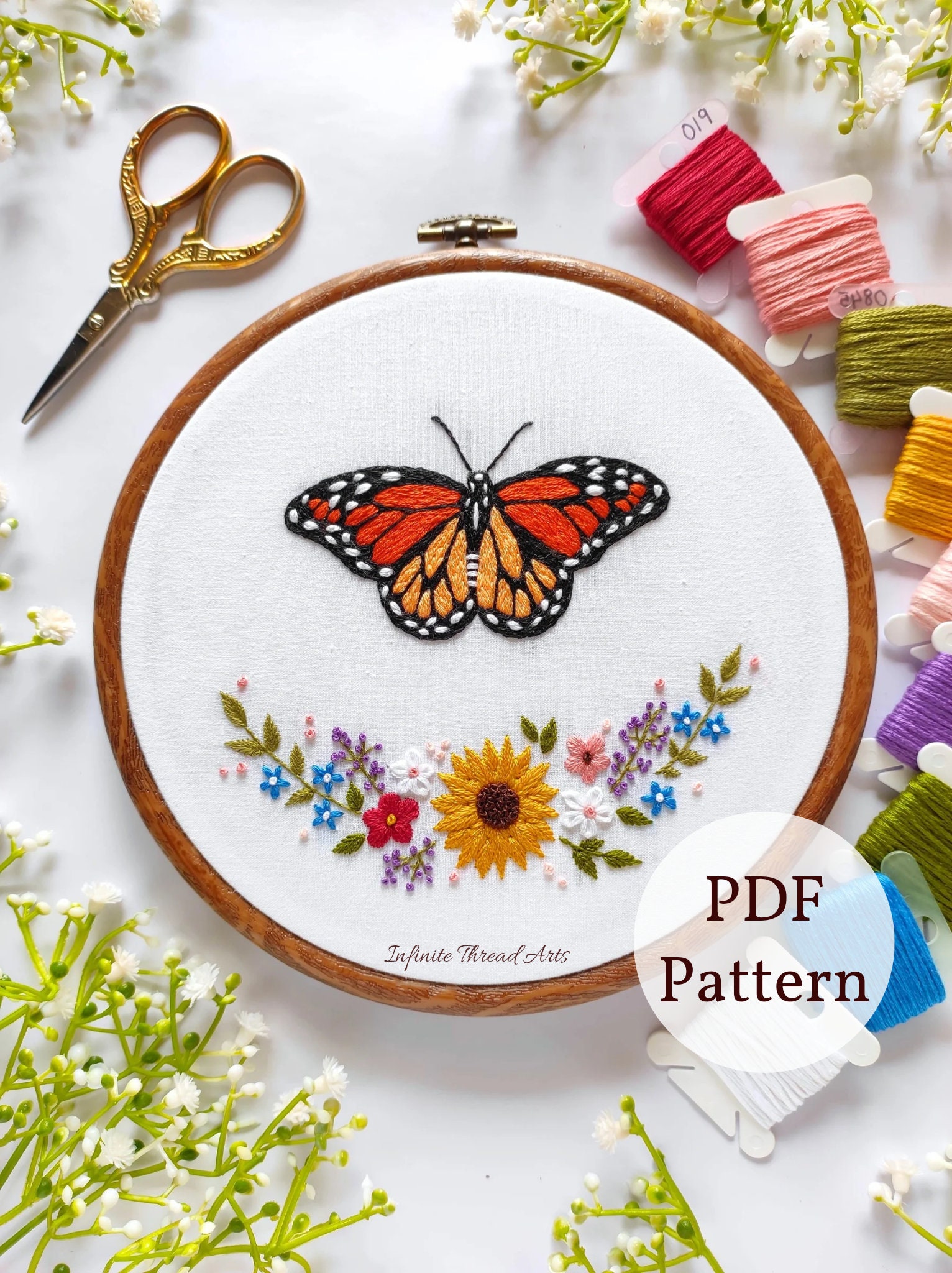 monarch-butterfly-embroidery-pdf-pattern-butterfly-garden-hand-embroidery-modern-hand-embroidery-diy-embroidery-digital-download-etsy