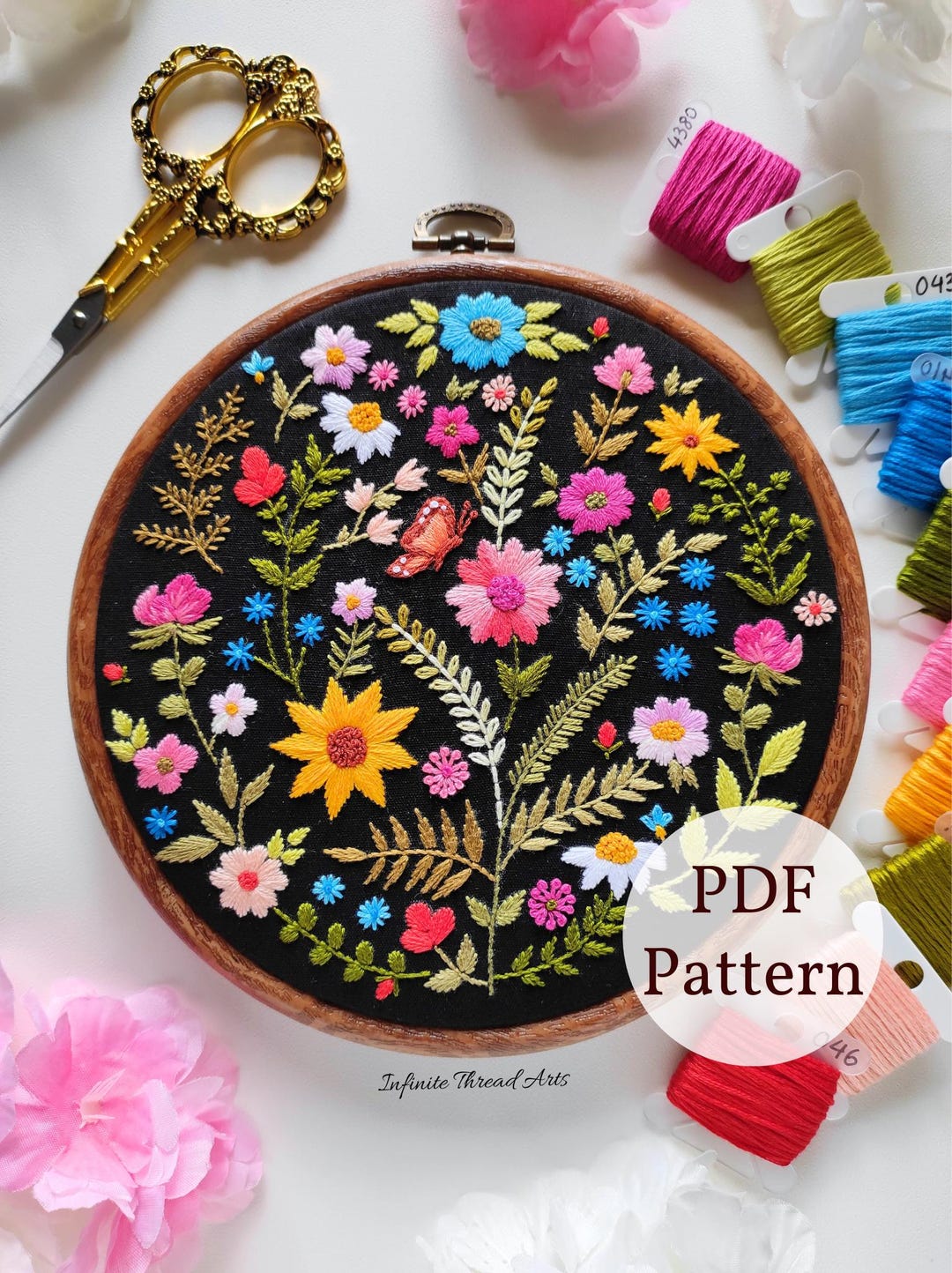 Wildflower Hand Embroidery Pattern: Modern Floral Hoop Art (PDF Pattern ...