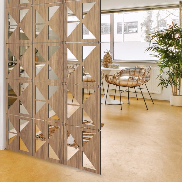 Dekorativer Raumteiler aus Sperrholz oder PVC. 12 Paneele ergeben 1 Quadratmeter