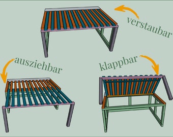 Bench for camper, extendable, foldable, van, motorhome, instructions, construction plan, sofa, lying area