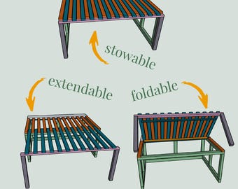 2-in-1 bench for Campervan extentable, foldable, stowable, camper bed, pull out bed plan minicamper custom camper sofa bed truck sliding