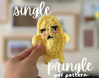 Crochet Single Pringle Potato Chip for Valentine&#39;s Day / Galentine&#39;s Day | Amigurumi Pattern PDF