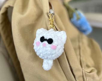 Crochet Gojo Cat Keychain | Jujutsu Kaisen Gojo Sensei Cat Amigurumi Keychain - Cute Amigurumi Plushie Keychain