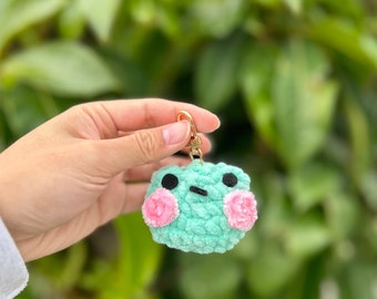 Handmade Crochet Frog Keychain | Cute Amigurumi Frog Plushie Keychain