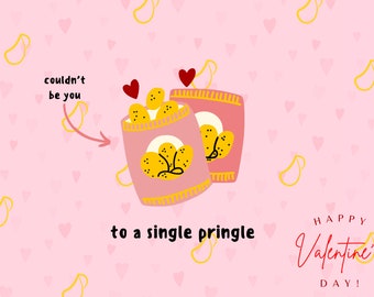 Carte de Saint-Valentin/Galentine Single As A Pringle - Téléchargement PDF