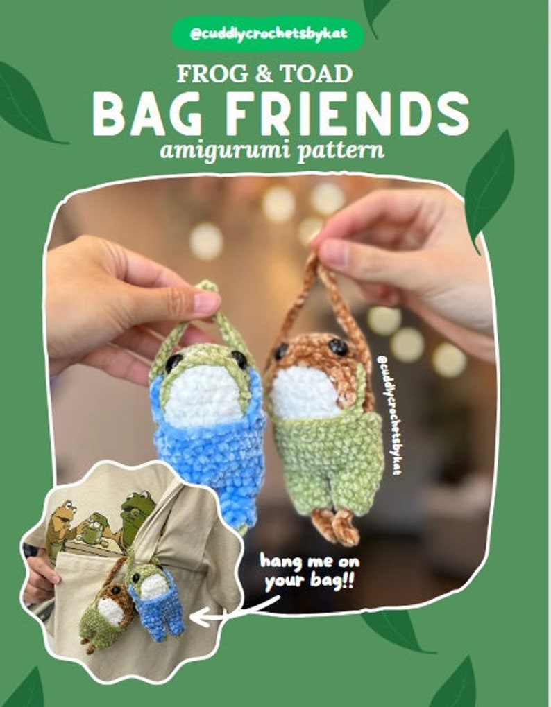 Crochet Frog & Toad Bag Friends Pattern PDF zdjęcie 1