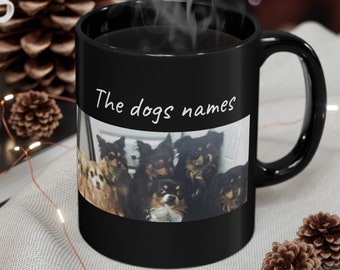 Taza personalizada para mascotas, taza de café para perros, monumento a mascotas, idea de regalo para amantes de los perros, mamá de perros, imagen de perro personalizada y nombre en una taza blanca o negra