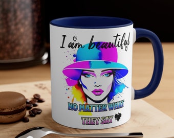 I am beautiful you are beautiful colorful empowering boyfriend girlfriend Christmas birthday colorful beautiful mug gift for her for him mug