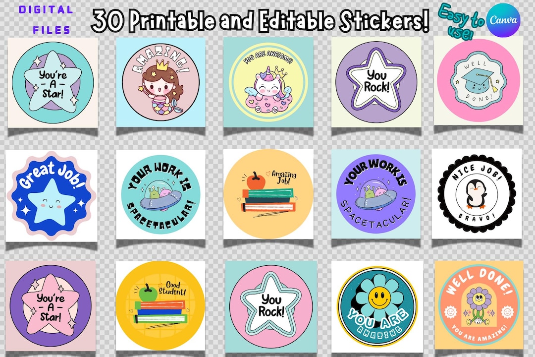 30 Great Job Motivational Stickers Reward Stickers Clipart Good Job ...