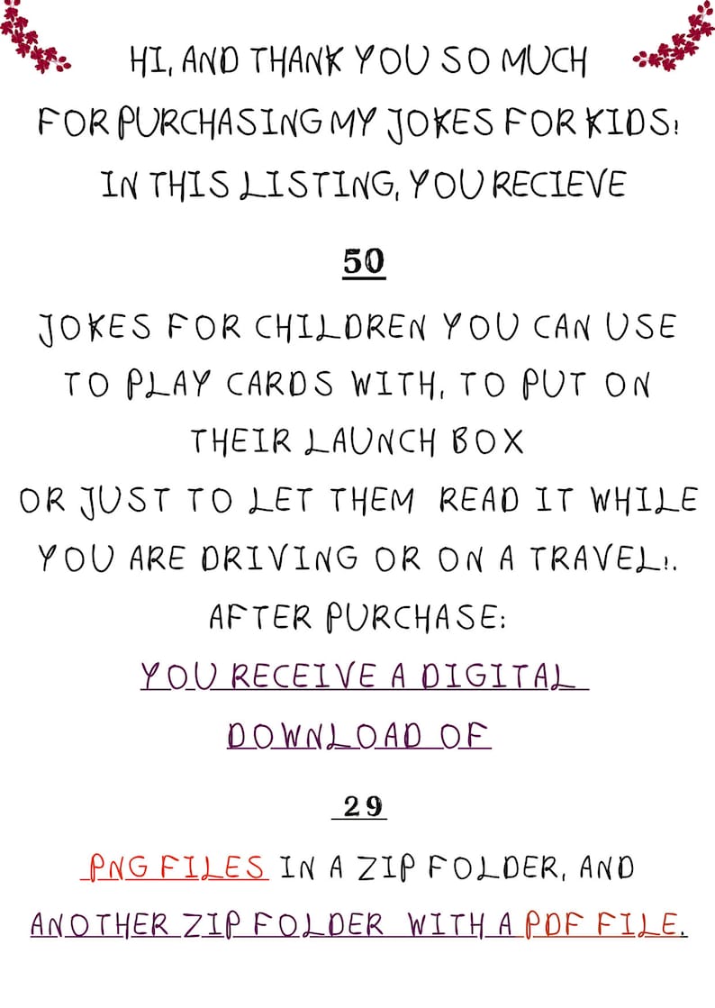 50 Colorful Printable Joke Cards for Kids for Calendars and Lunchboxes, Digital Download ...