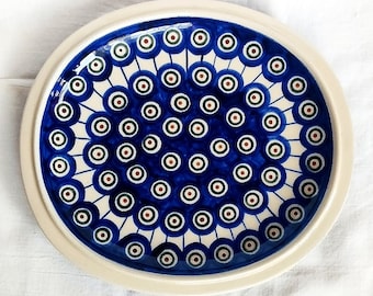 Vintage Boleslawiec Ceramic Oval Plate / Tray. Collectable Boleslawiec Polish Pottery, 1970s. 21/23 cm