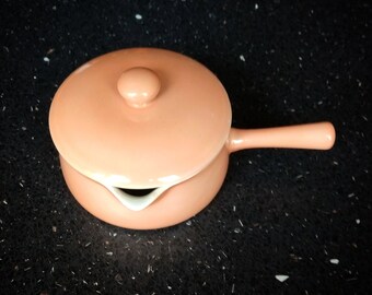 Vintage Rosenthal Kronach Individual Saucepan With Lid. 1950. Beautiful Caramel - Pink Ceramic Saucepan. Capacity 180 ml. Perfect Condition.