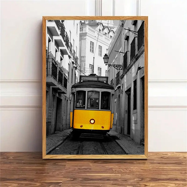 Lisbon trolley car Print/Arte mural del tranvía amarillo de Lisboa/tranvia Wall Art/lisbon g ift/Boho Wall Decor Arte/imprimibles descar