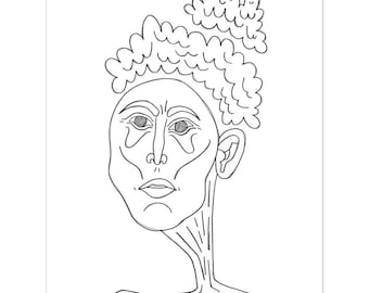 Black and White Print, Hand-drawn face, Black and White wall decor, Black & White Poster, artsy gift, Thoughtful gift | Brooke Cecile