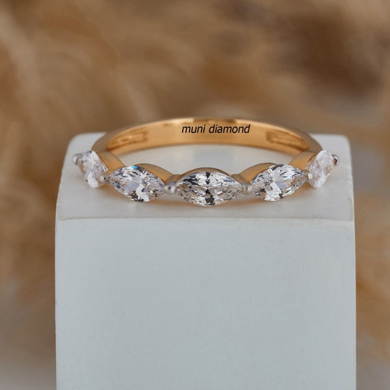 Stone Marquise Cut Five Stone Ring A Line of Lab-grown Diamonds