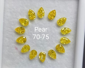 Yellow Pear Cut Lab Grown Diamond, Solitaire Ring Stone (3mm-8mm)