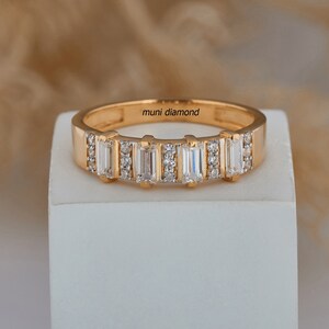 Baguette Lab Diamond Half Eternity Band  Conflict Free Diamond Bridal Set Matching Band / Lab Grown Diamond Anniversary Gift Band