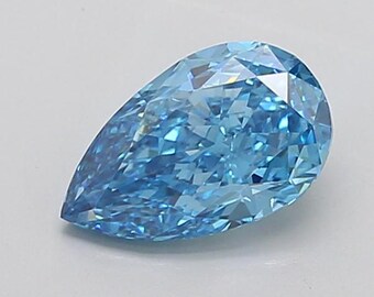 Blue Pear Cut Lab Grown Diamond, Solitaire Ring Stone (3mm-8mm)