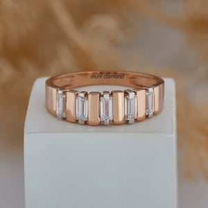 Baguette Lab Diamond Half Eternity Band  Conflict Free Diamond Bridal Set Matching Band / Lab Grown Diamond Anniversary Gift Band